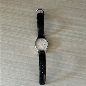 Birks Black Leather Strap Watch